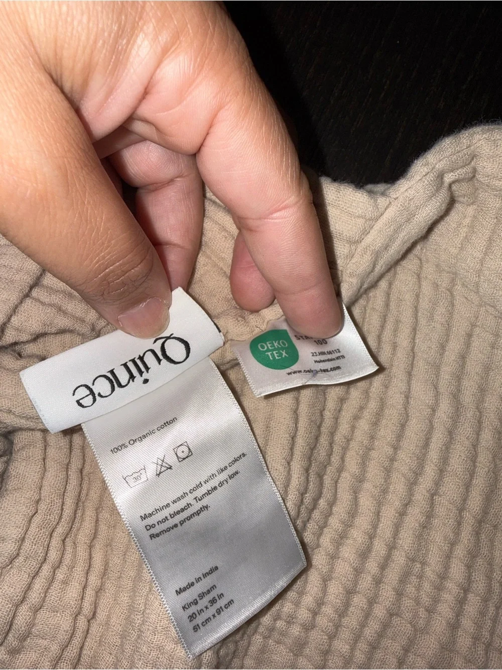 Quince King Size Organic Cotton Channel Stitch Sham Set
